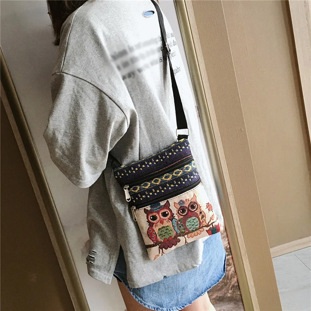 

Women's owl Handbag Shoulder Canvas Cartoon wild Casual Large-Capacity Storage Messenger Bag Ladies Satchel Tote Bags sac main