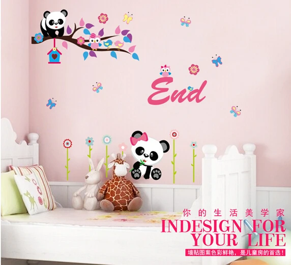 Panda Cartoon Owl Wall Stickers Home Decor Bedroom Home