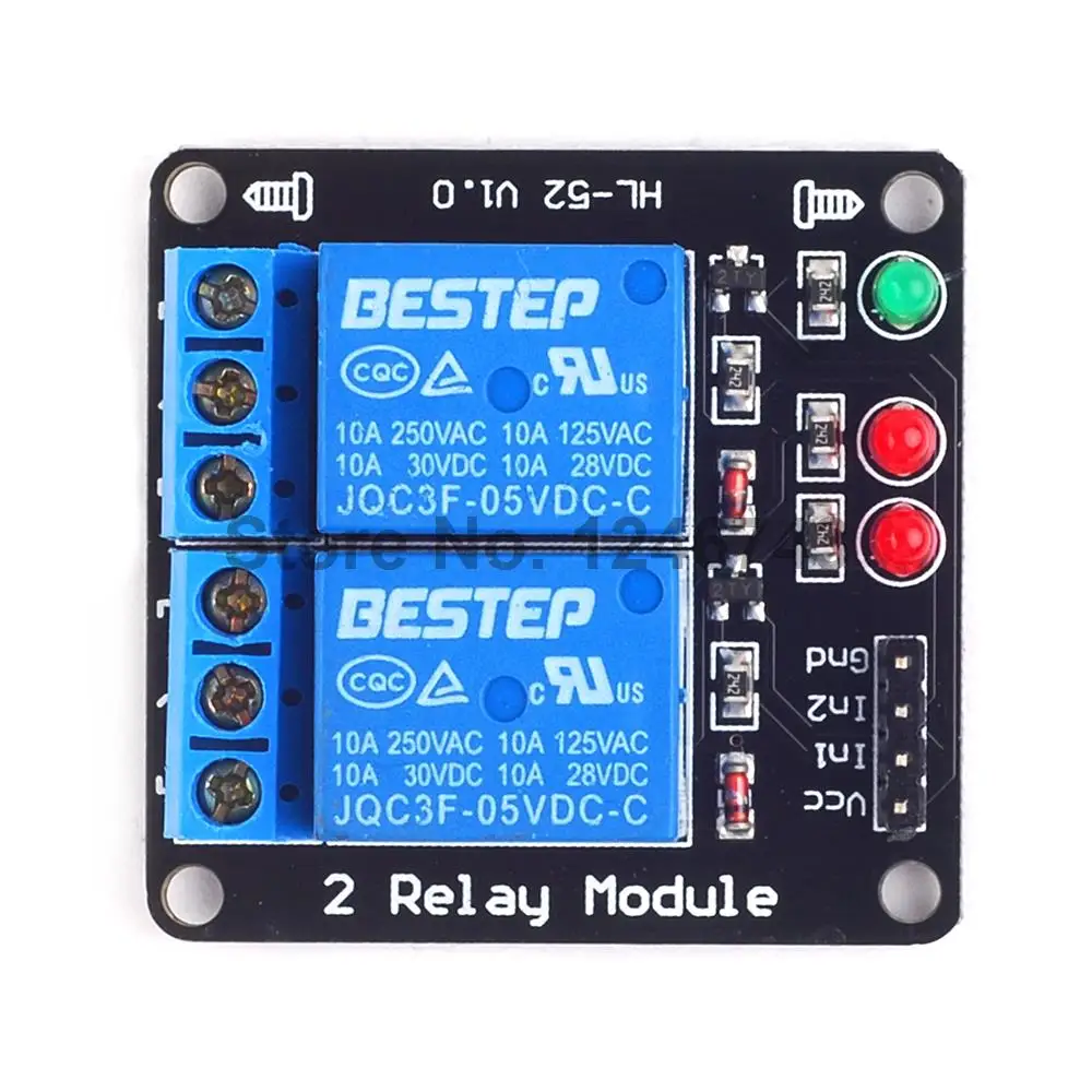 20PCS Black 2 Channel Relay Module 5V Lamp Low level for SCM Household Appliance Control