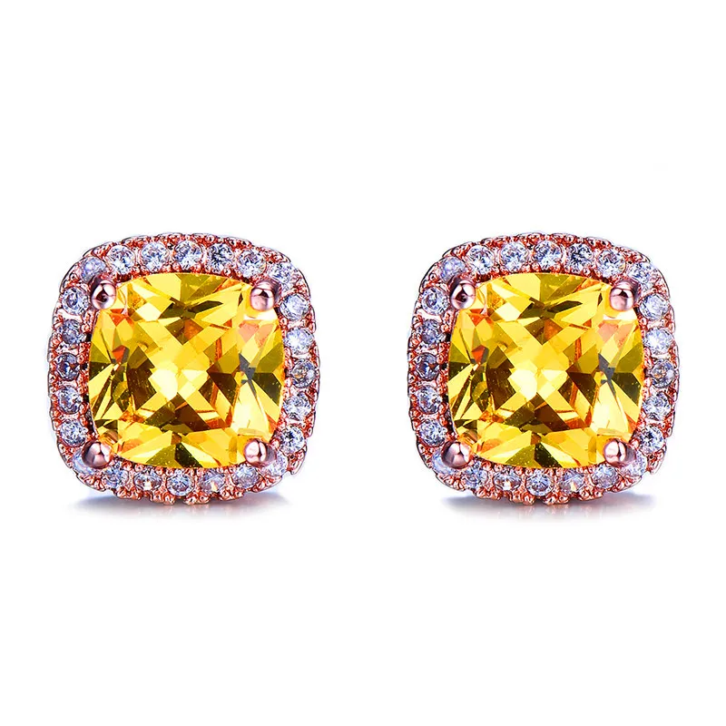 Elegant Vintage Silver Earrings with Yellow and Pink Stones