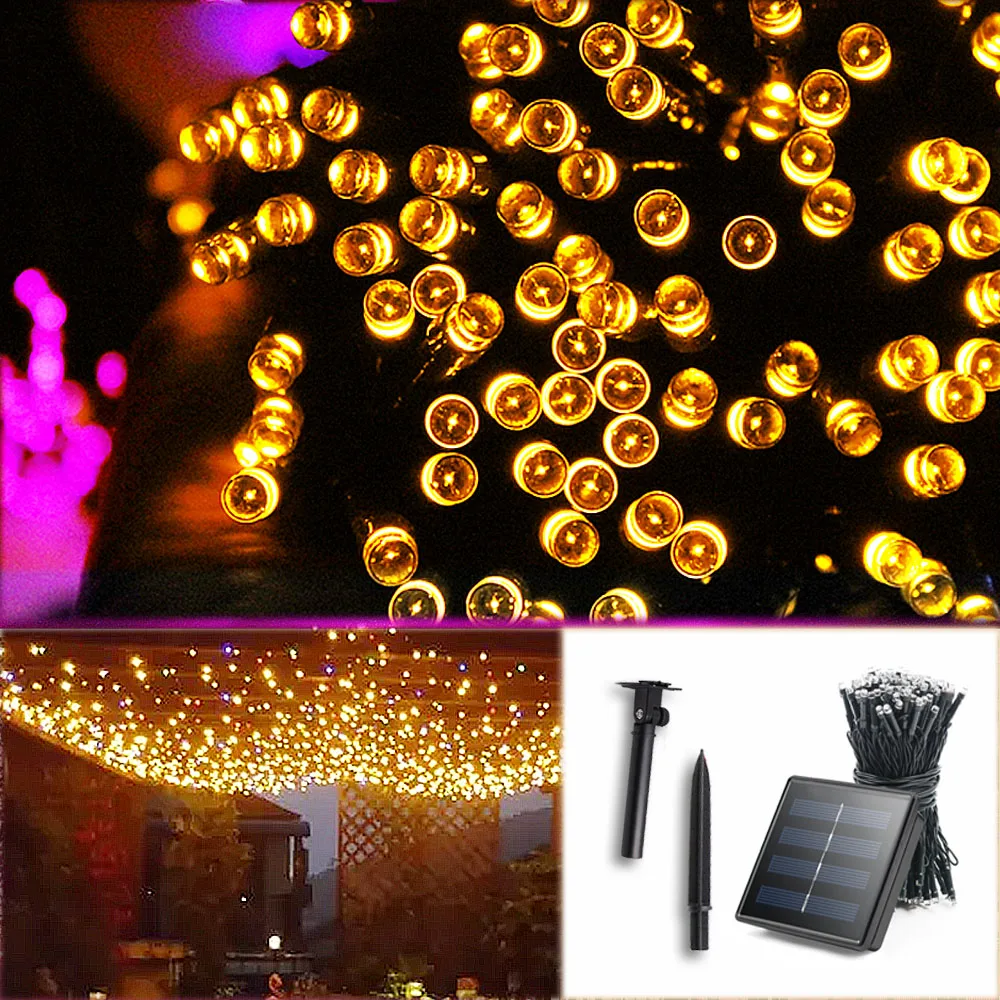 200 LED Solar String Fairy Lights Outdoor Waterproof Holiday Lighting Christmas Garland Solar Power Lamp Solar Garden Light LED (22)