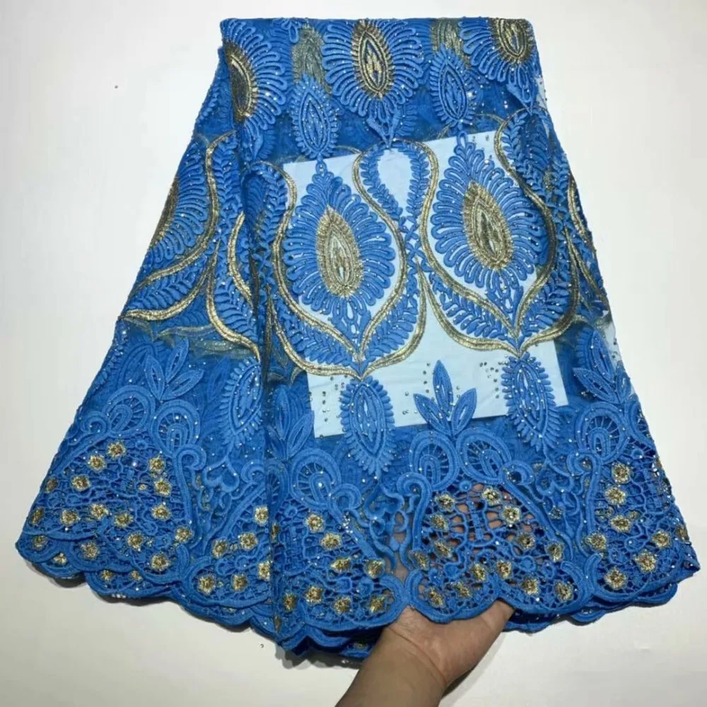 Дизайн африканская кружевная ткань с гипюр в виде камушков кружевная ткань Свадебная нигерийская кружевная ткань высокого качества