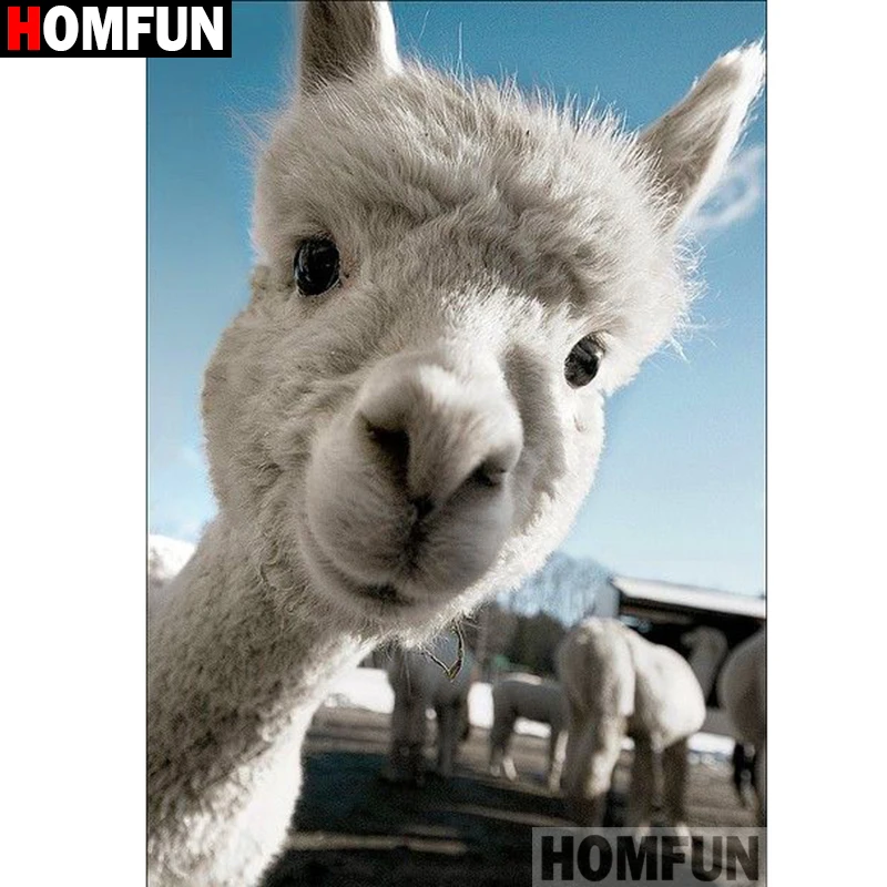 

HOMFUN Diamond Embroidery DIY Diamond Painting Cross Stitch Kit "Animal alpaca" 5D Needlework Diamond Home Decoration A19064