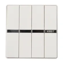 KRST Luxury LED Lighting Switch 4 Gang 1 Way 4 Gang 2 Ways White Push Button