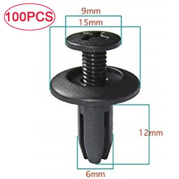 

100Pcs Auto Bumper Fastener 6mm Hole Rivet Retainer Push Engine Cover for Fender Car Door Trim Panel Clip Fasteners for Toyota