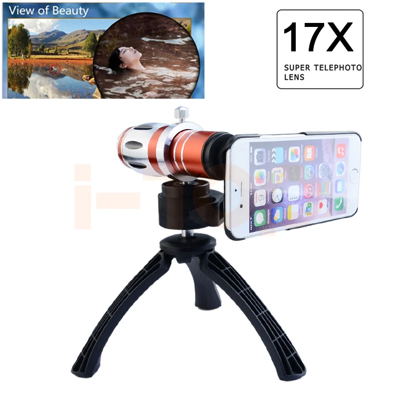 

2017 New Phone Cases Camera Lenses Kit 17x Telephoto Zoom Lens For iPhone 4 4s 5 5s SE 6 6s 7 Plus Cases Telescope With Tripod