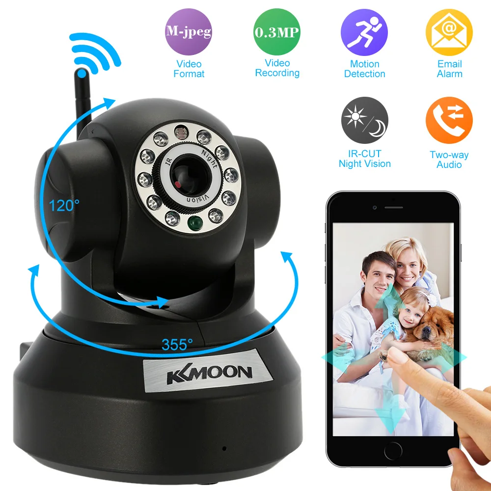 imágenes para KKmoon 0.3MP Wifi Wireless Cámara IP Onvif Ir-cortó la Visión Nocturna de Grabación De Audio de Seguridad IP Cam CCTV Cámara de Red Webcam imágenes para KKmoon 0.3MP Wifi Wireless Cámara IP Onvif Ir-cortó la Visión Nocturna de Grabación De Audio de Seguridad IP Cam CCTV Cámara de Red Webcam