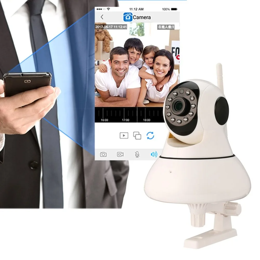 PTZ Беспроводной Smart сетевая камера обнаружения движения сигнализации TF хранения двустороннюю связь домашняя охранная система для iOS для