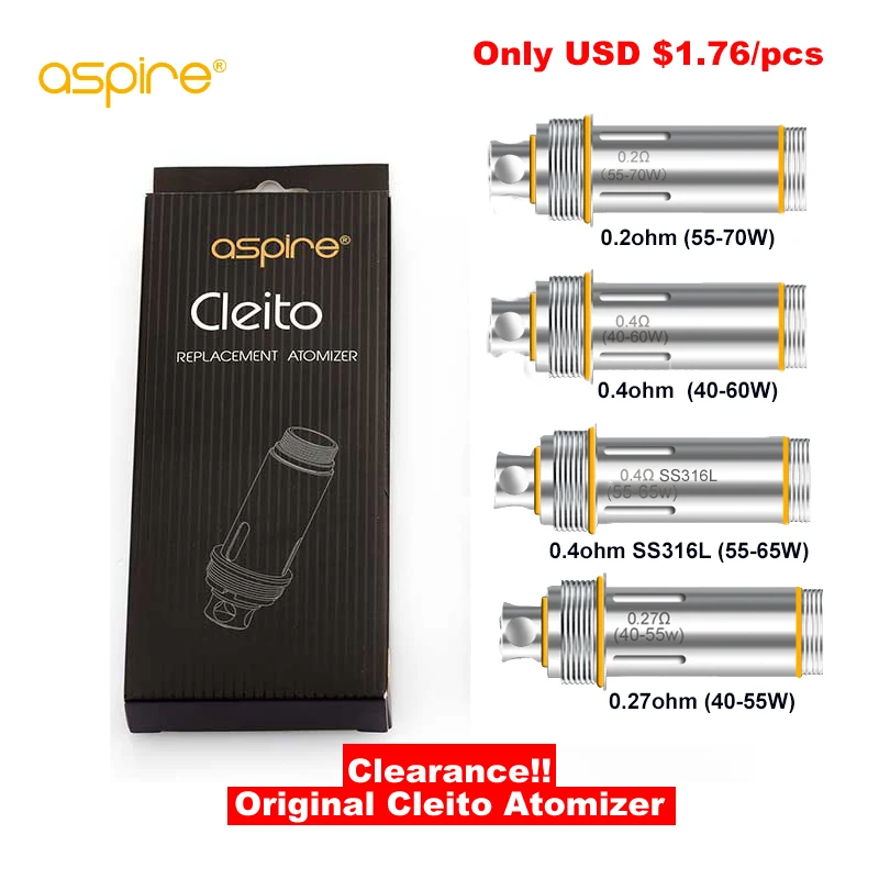В свободном доступе! Оригинальный Aspire cleito сменный распылитель катушки головки 0