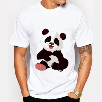 CDJLFH Brand 3D Cute Panda Print 20 Colors White Shirt Print T-shirt Man Round Neck Short Sleeve Tops M-YH386