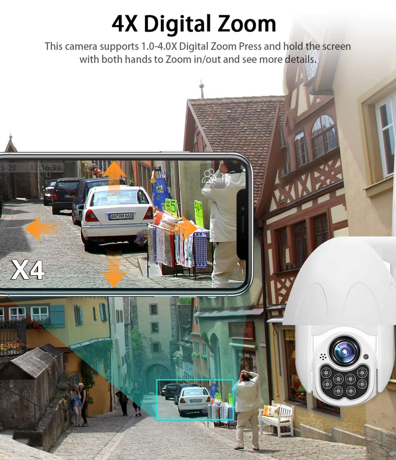 Камера видеонаблюдения 1080P PTZ IP Wi Fi наружная скоростная купольная беспроводная