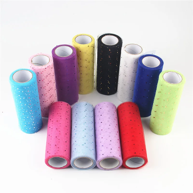 

15cm*10Yards Hard Chiffon Small Sequins Glitter Tulle Roll for Wedding Decoration Party DIY Skirt Baby Shower Mesh Organza Spool