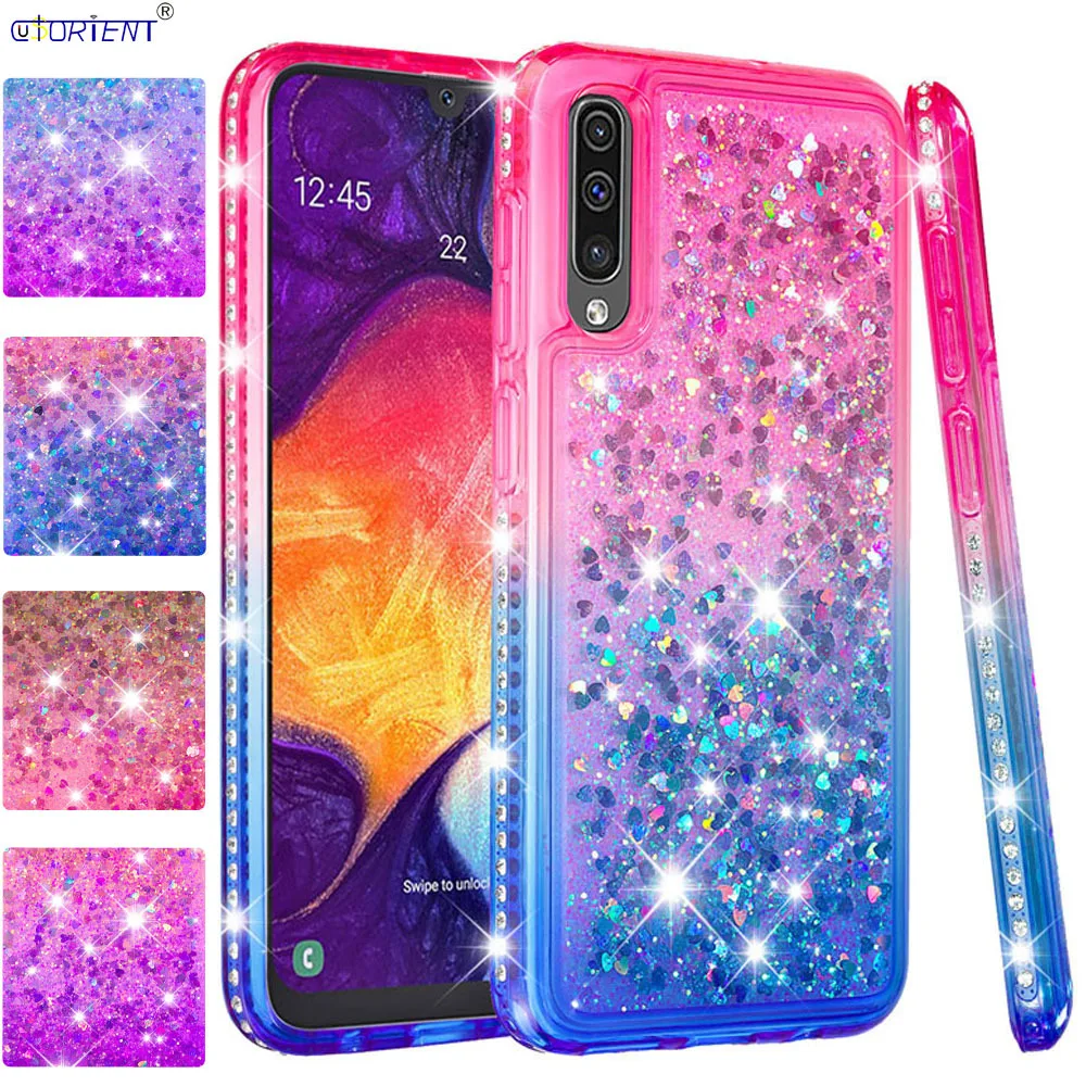 Чехол бампер для Samsung Galaxy A50 A 50 Милая блестящая Бриллиантовая динамическая