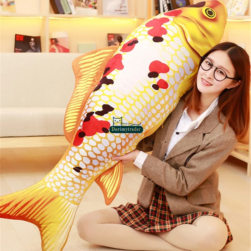 Dorimytrader 135cm Large Simulated Animal Koi Fish Plush Toy Stuffed Soft Fishes Animals Pillow  Doll 53inches Gift Home Decoration DY61692 (7)