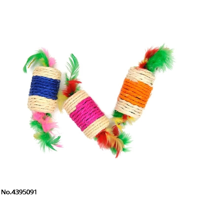 

Funny Pet Cat Toy Sisal Feather Kitten Teaser Playing Chew Scratch Catch Toys