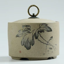 650 мл китайская керамическая керамика, ручная роспись, лотос, домашняя банка для хранения, для хранения кофе, бобов, чая, конфет, джемов, печенья