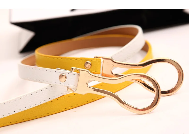 

2019 Simple New Yellow Color Buckle Belt for Female Korean Style Wild Decoration Knotted Thin Belt Belts for Women Ceinture