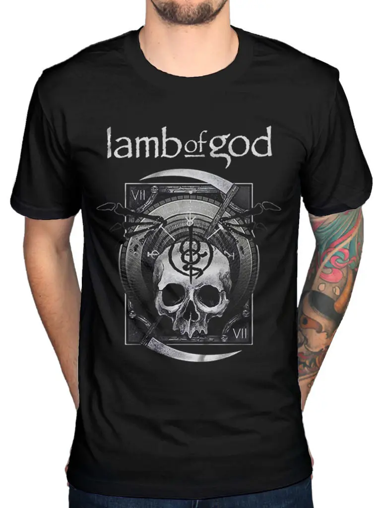 Lamb Of God Sickle Skull T-Shirt No One Left To Save Tech Steer Band Short Sleeve T Shirt Men | Мужская одежда