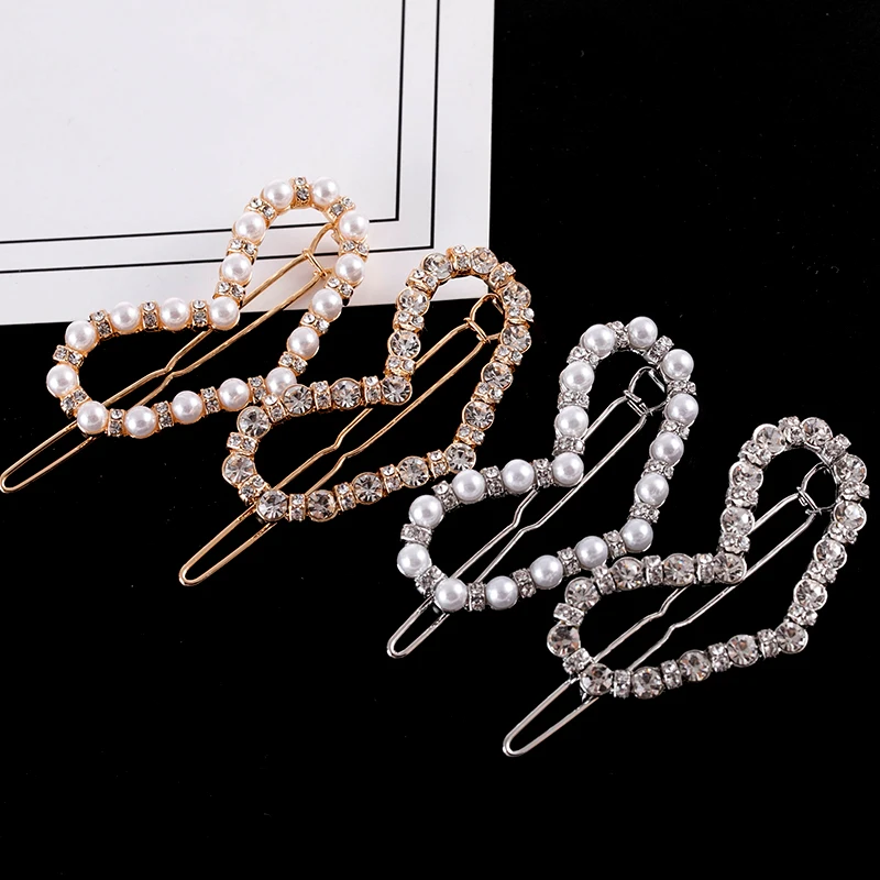 

Fashion Girl Alloy Hair Decoration Love Girl Pearl Frog Triangle Ring Hairpin bride Side clip accessories head piece tiara