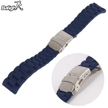 

Men Silicone Rubber Wrist Watch Strap Band Waterproof with Deployment Clasp Red Orange Blue Coffee