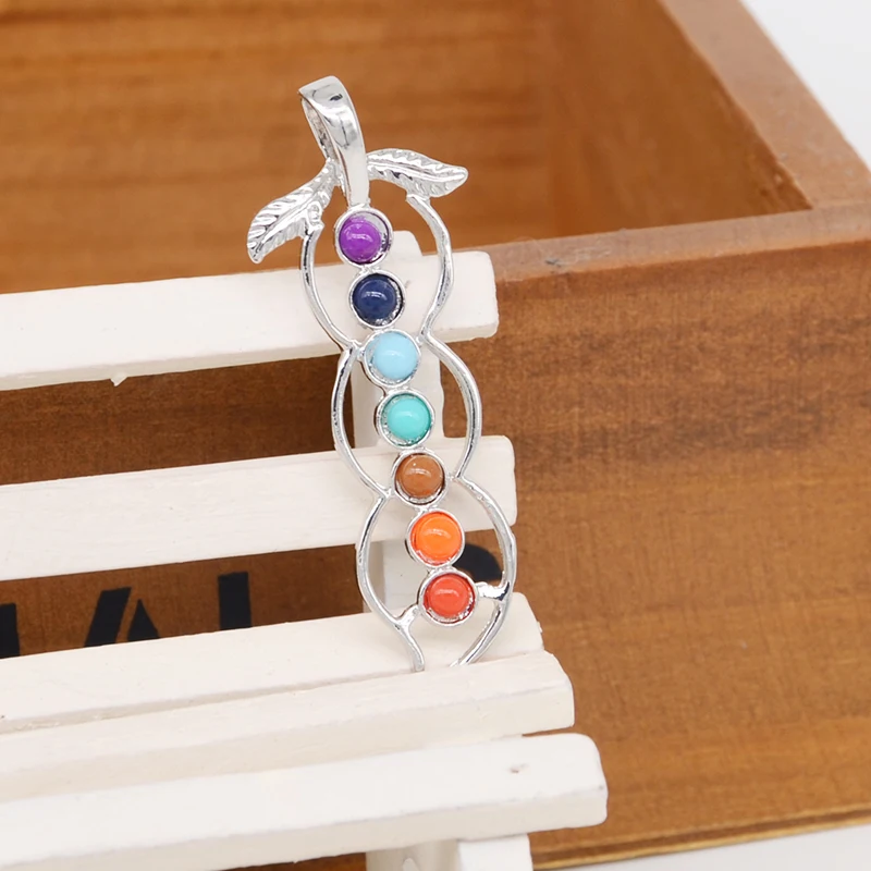 Vintage Unisex Jewelry Colorful Stone Beads DIY Necklaces & Pendants Vintage Reiki Healing Point Chakra Neckalce Shellhard