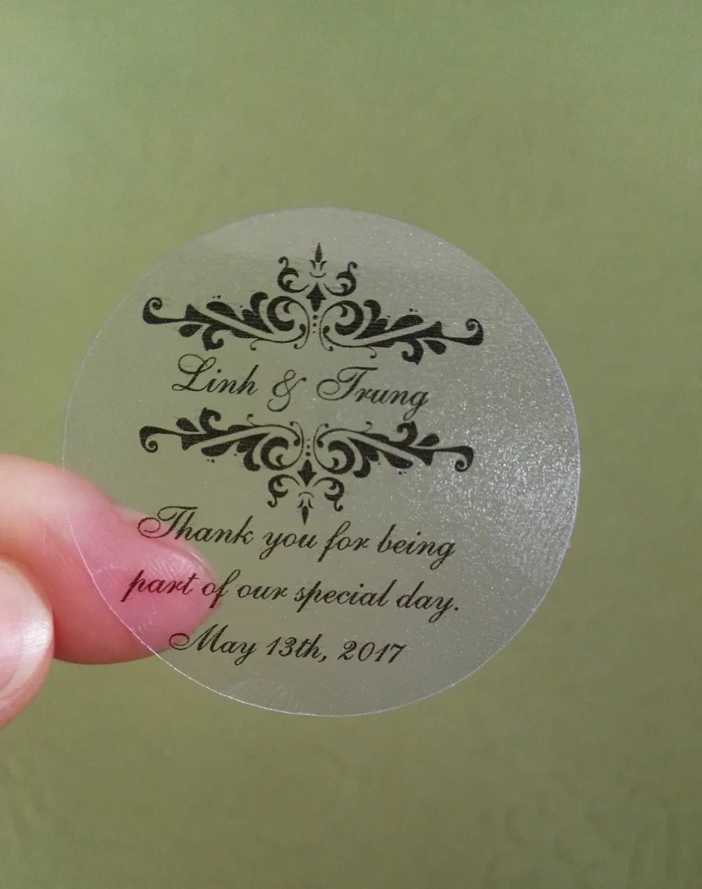 3 8cm elegant personalized thank you wedding sticker clear sticker