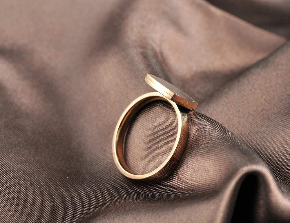 BOBOTUU, известный дизайн, титановое кольцо из нержавеющей стали, ювелирное изделие из розового золота, квадратное черное акриловое обручальное кольцо для женщин BR17044