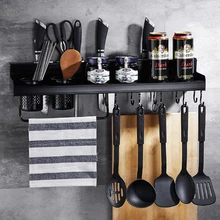 Американский черный отверстие свободного пространства алюминиевая кухонная полка для приправ полка настенный монтажный инструмент держатель LU4272