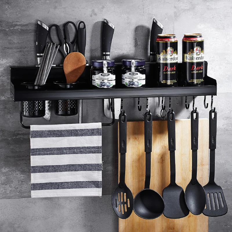  American Black Hole Free Space Aluminum Kitchen Condiment Shelf Shelf Wall Mounting Tool Holder LU4 - 32911258765