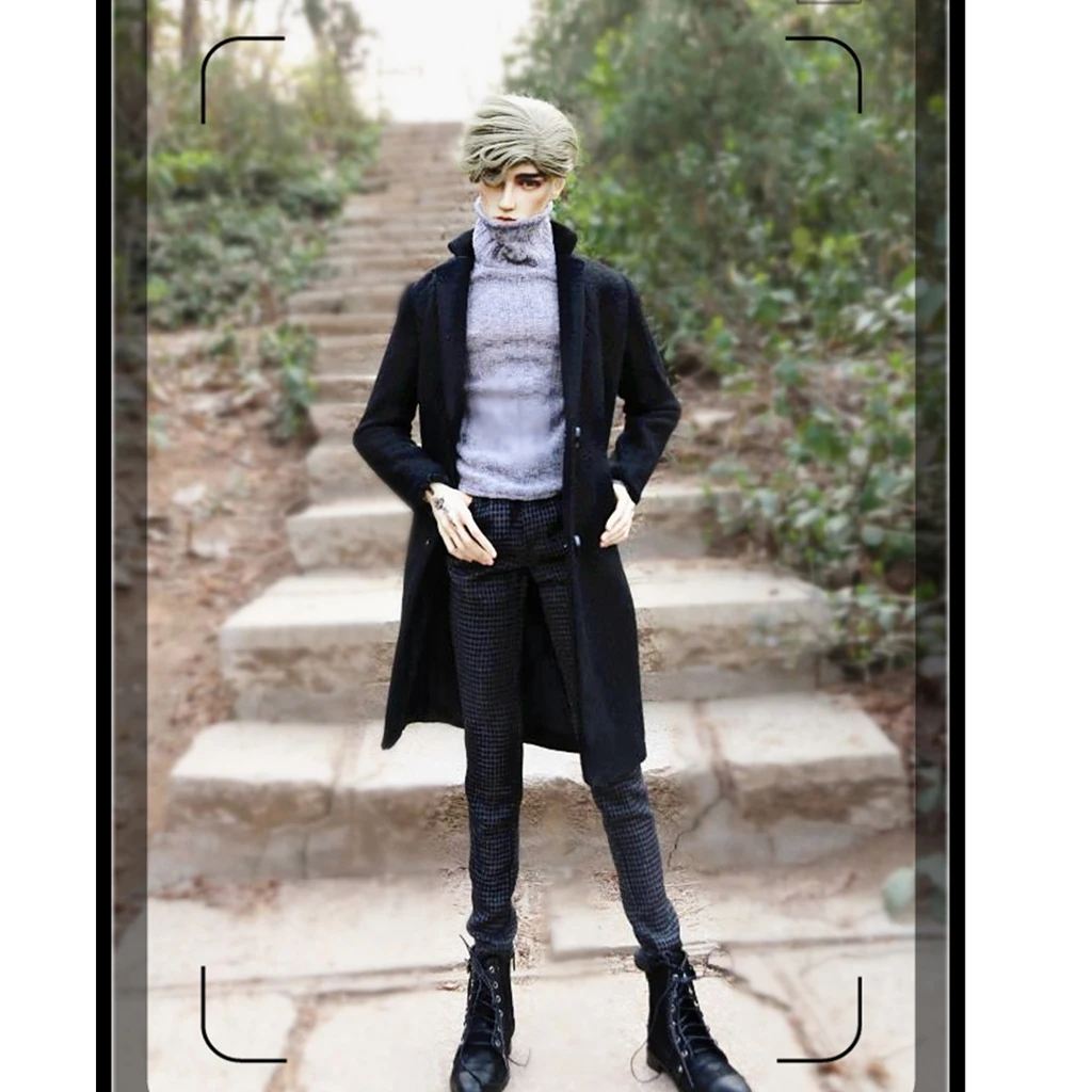Black Overcoat Sweater Pants for 70cm Uncle BJD Doll