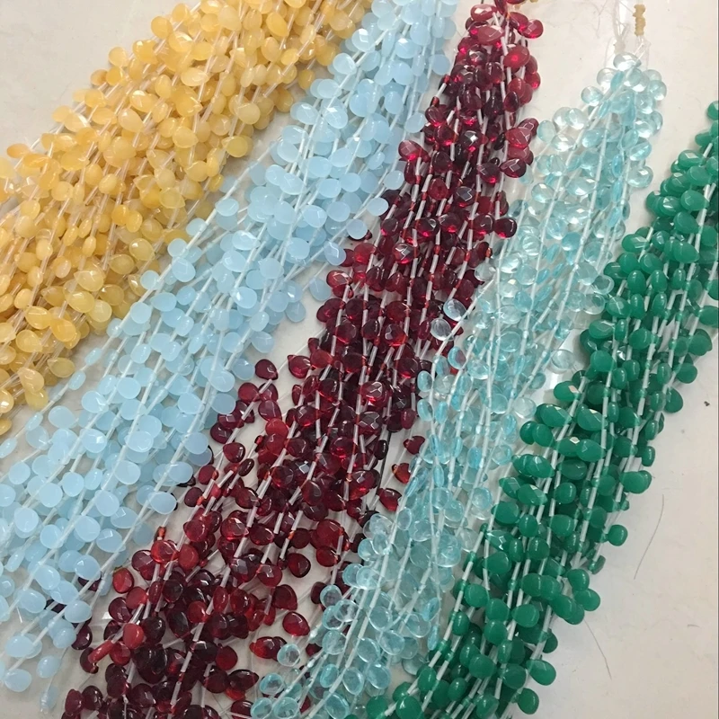 

10*14MM 27Pcs/Strand/Pack Natural Semi-precious Stone Section Face Tear Drop Shape Strands Jewelry Loose Beads