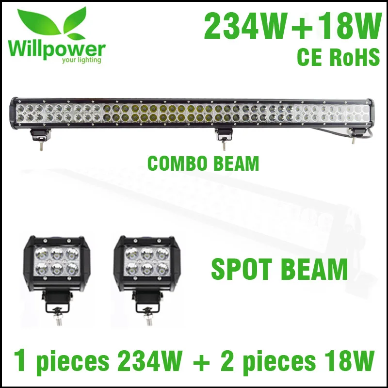 

Combo beam IP67 waterproof for 234W 36 Inch double rows straight led light bar 18w led work light spot beam