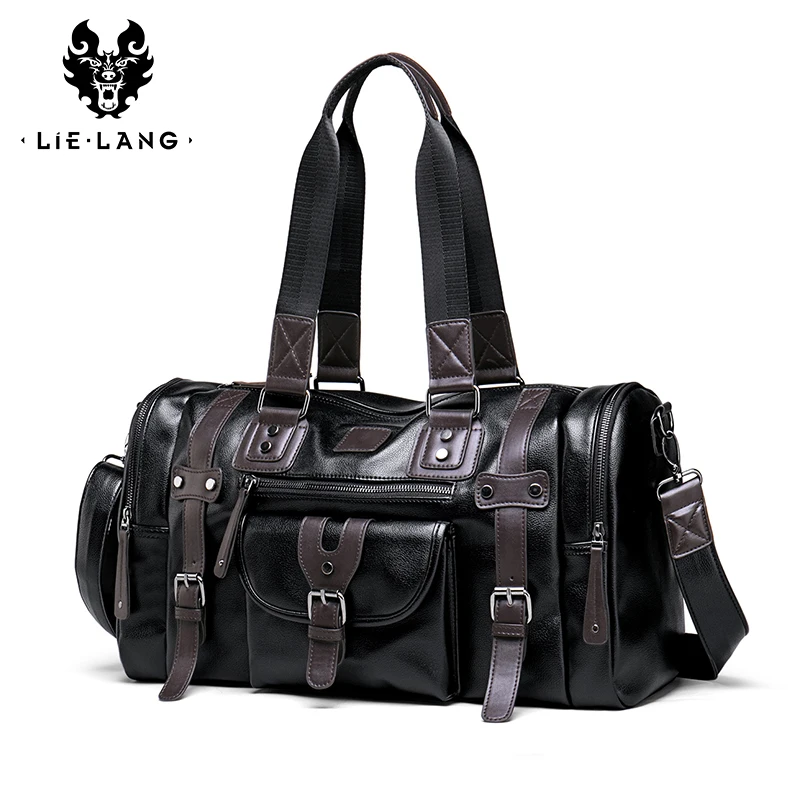 

LIELANG Travel Bag Men's Handbag Men's Sports Fitness Bag Leisure Travel Tourism Large Capacity Leather Handbag Bag Tide