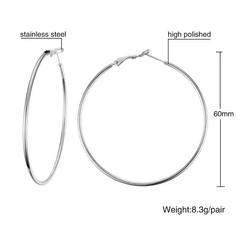 Meaeguet нержавеющая сталь элегантные женские преувеличенные большой круг обруч серьги простые петли Ювелирные изделия Brinco - Окраска металла: EH180S60