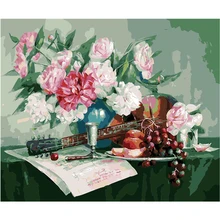 YIKEE декоративная картина маслом по номерам, картина по номеру для взрослых скрипка и цветок