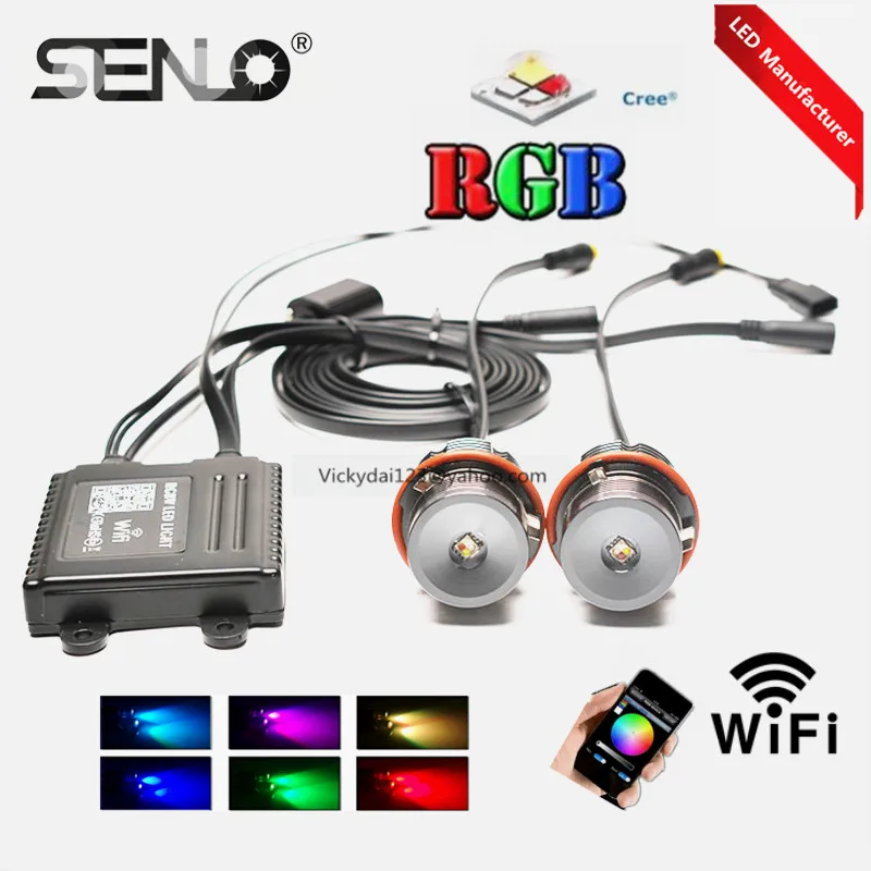 

No error E39 20W led rgb led marker for bm w e39 e60 e61 e38 e66 led angel eye rgbw hot popular Wifi colors change