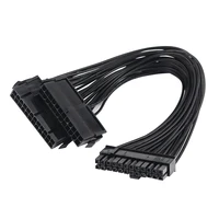 ATX 30cm 24 Pin Dual PSU Power Supply Extension Cable Synchronous Cord for Computer Cable Connector for Mining 24Pin 20+4pin