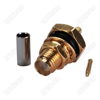 

100 Pieces RP-SMA Jack Female (Male Pin) bulkhead with o-ring Crimp LMR100 RG316 RG174 cable Connector