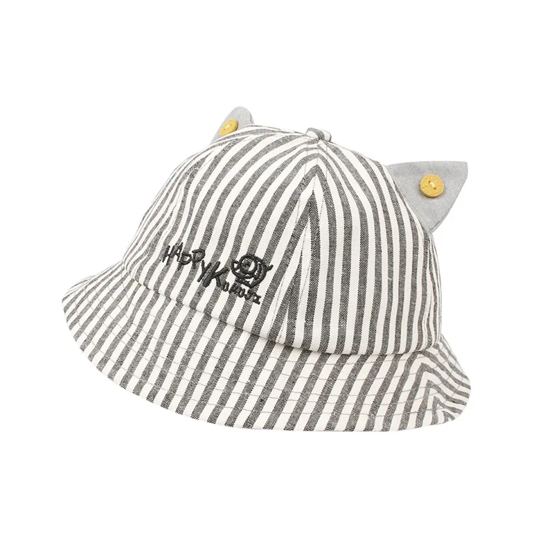 Cute Striped Baby Hat Cat Panama Baby Girls Cap Cotton Kids Sun Cap With Ears Spring Summer Letter Boys Cap Baby Boys Clothing (6)