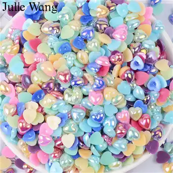 

Julie Wang 500PCS 8mm Resin Small Heart Shape Cabochons Flatback Mixed Colors For Cabochon Tray Setting Jewelry Making Accessory