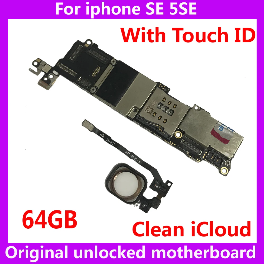 64GB for iphone SE Motherboard w ith Touch ID,100% Original