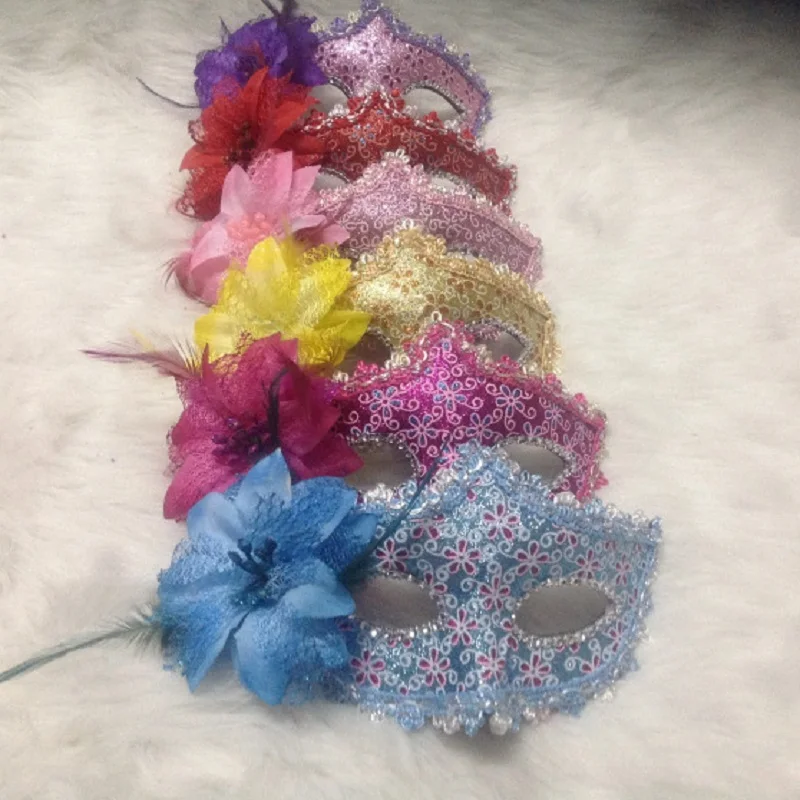 

Plastic Prom Flower mask female half face venetian costume ball mask princess party performance adult children mask