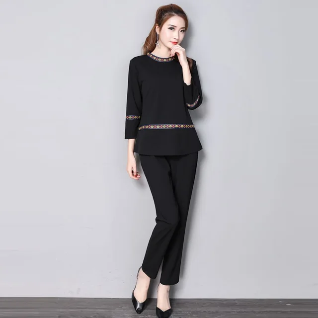 Plus Size L 4XL Women Casual Pant Suit 2018 Fashion Elegant Vintage 2 ...