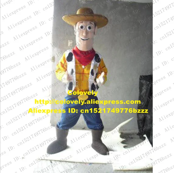 

Smart Colorful Cowboy Woody Mascot Costume Mascotte Young Man Adult With Yellow T-shirt Blue Pants Black Boots No.868 Free Ship