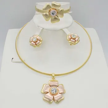 

Dubai Gold 3color Jewelry Sets Nigerian Wedding African Beads Crystal Bridal Jewellery Set Rhinestone Ethiopian Jewelry parure