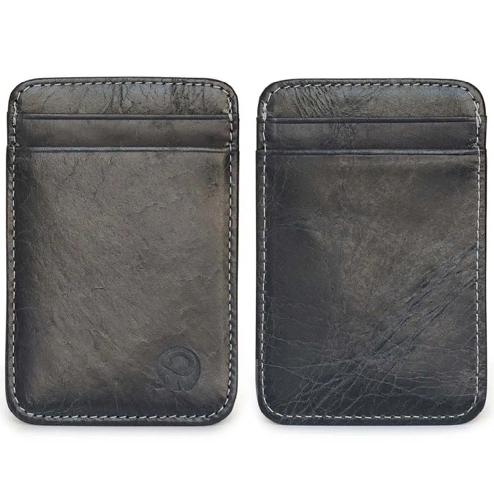 

5 Slots Ultra-thin Card Holder Mini Compact Genuine Leather Money Bag Male Female Wallets Leather Wallet Coin Purse Mini Wallets