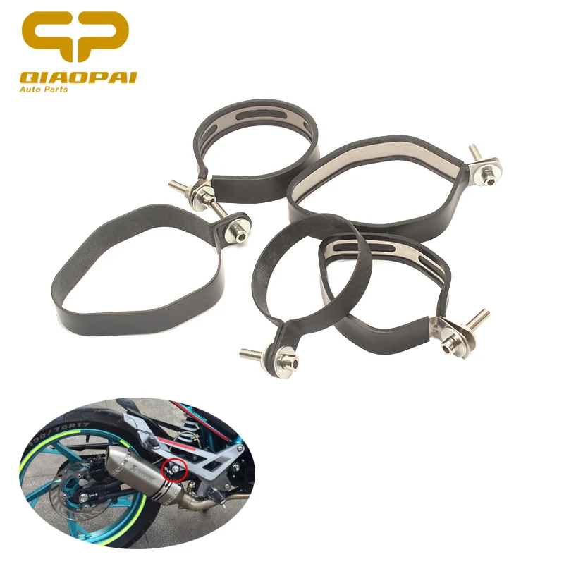 Motorcycle Exhaust Carbon Fiber Clamp Mount Bracket Escape Moto Fixed