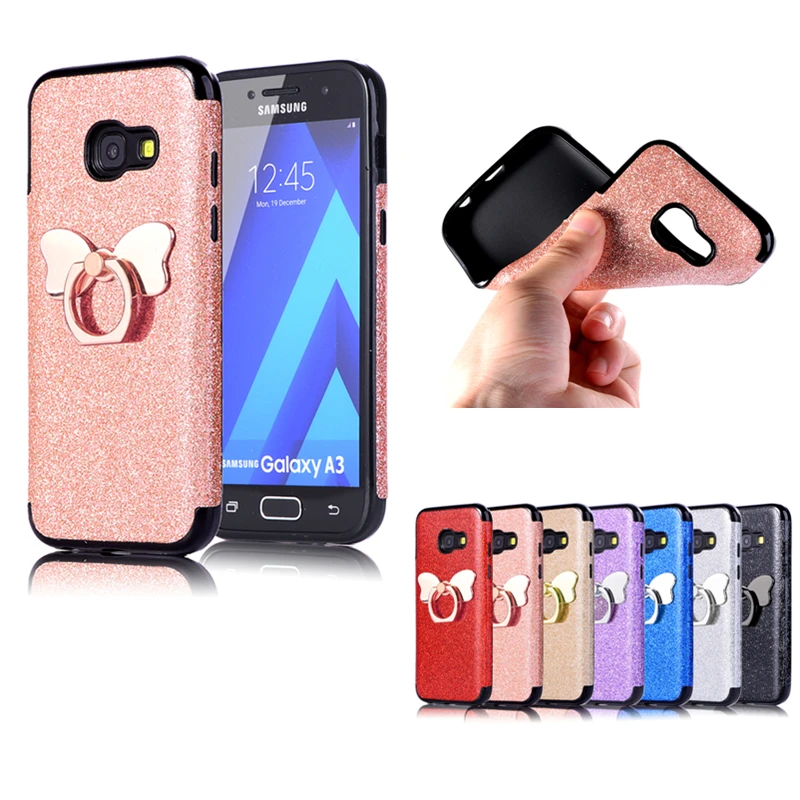 

Soft TPU Glitter Phone Case For Samsung S6 S7 Edge S8 S9 Plus Cases For Samsung Note8 Note9 J3 J5 J7 2017 Cover With Ring Holder