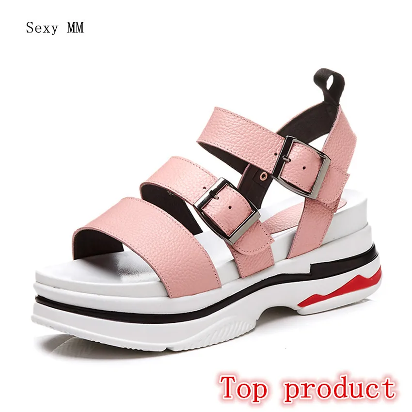 

Genuine Leather Women Platform High Heel Wedge Gladiator Sandals Shoes Woman High Heels Wedges Sandals Plus Size 33 - 40 41