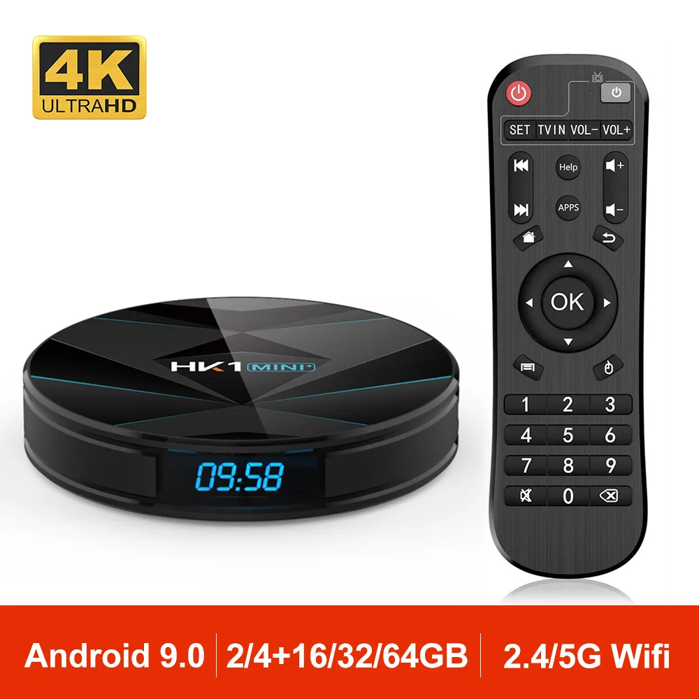ТВ-приставка HK1MINI + PLUS Android 9 0 четырехъядерный процессор RK3318 64-битный 2 4G/5G Wi-Fi BT 4 4K 3D